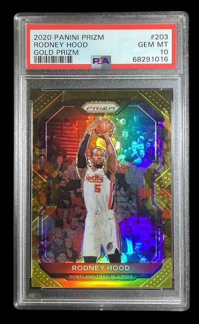 2020 panini prizm #206 rodney hood; gold 10/10 no border PSA 10  (HISTORIC***)