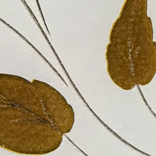 Mid-Century Modern MCM Gold Leaves and Wheat Round Glass Ceiling Shade 15.5” - Picture 7 of 9
