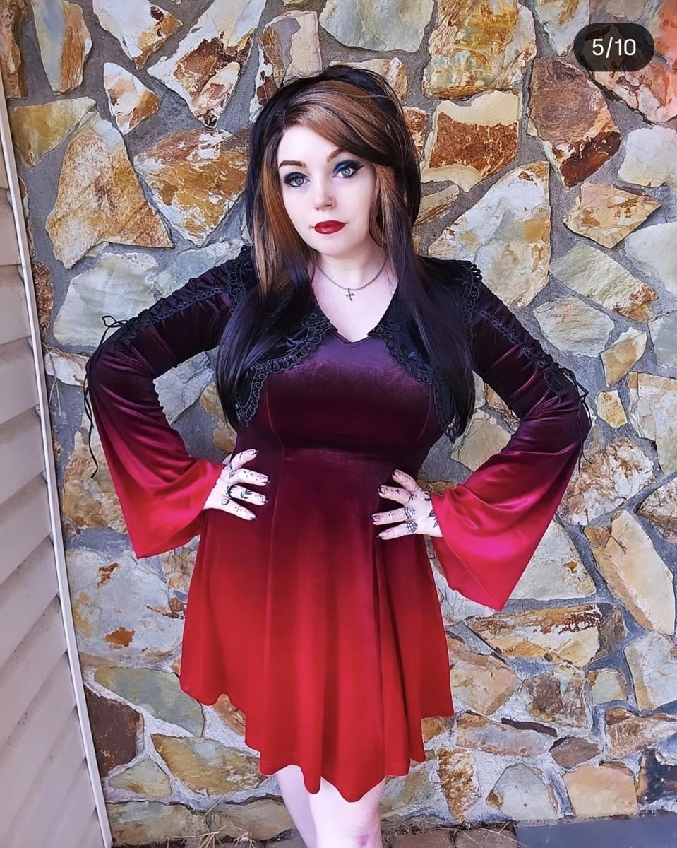 Punk Rave New ombre velvet gothic dress with lace collar