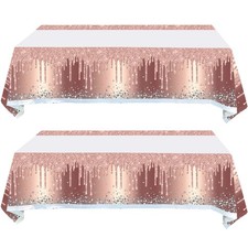 HJFZLY 2Pcs Pink Rose Gold Birthday Tablecloth and 70.8 x 42.5 inches,