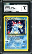 CGC 8 NM/MINT Feraligatr Neo Genesis 4/111 Holo WOTC 2000 Gen 2 Pokemon Card psa