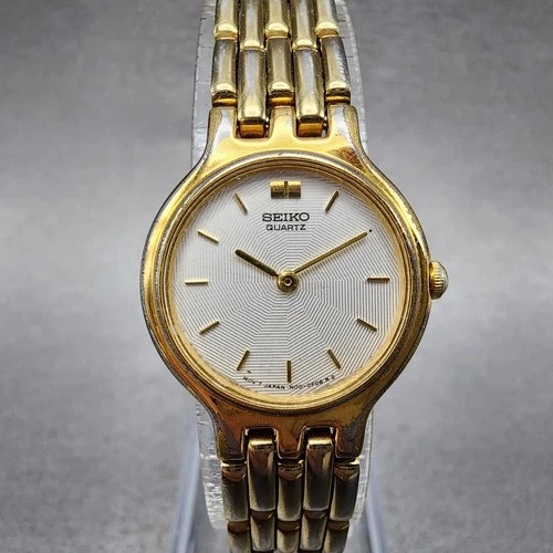 Seiko Watch Women 22mm White Dial Gold Tone Round 1n00-0a99 New Battery