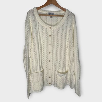 Anthony Richards Cottagecore Cream Cardigan Sweater Open Knit Crochet Size 4X