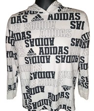 Official Adidas Boy's Repeat Logo Lightweight White Hoodie Size Large 14/16