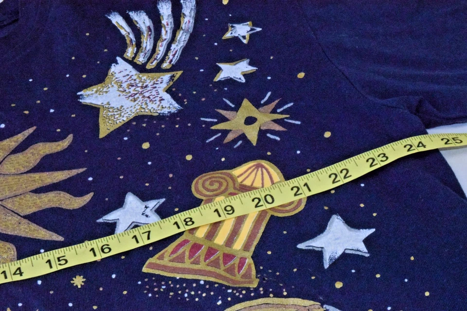 Camiseta De Colección Talla L/XL 90s Azul Marino Universo Celestial Serigrafía en Todas Partes Foto 4 de 4