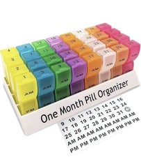 CAidRE Monthly Pill Organizer 2 Times a Day, 30 Day One Month Pill Box AM/PM, We
