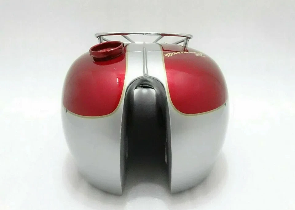 FIT FOR Triumph T120 BONNEVILLE 3.5 Gallon Cherry & Silver Steel Petrol Tank - Image 3 of 4