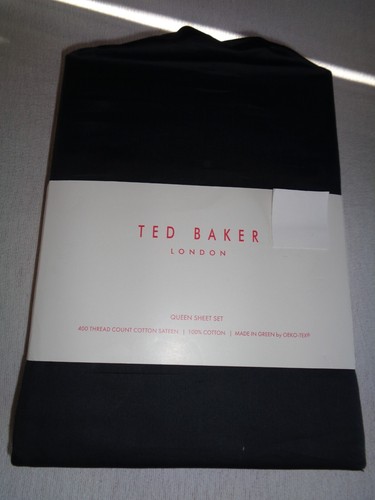 NEU TED BAKER LONDON QUEEN Blatt Set auf 17" - 100 % ultrafeine Baumwolle SATIN schwarz