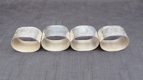 Vintage Past Times versilberte keltische 4er Set Serviettenringe mit Original Box - Bild 7 von 17