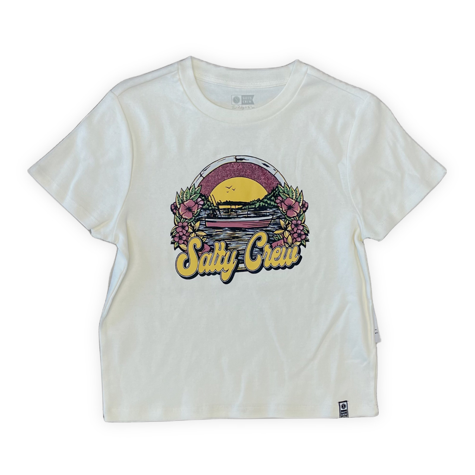 Совершенно Новая женская футболка Salty Crew Womens On Vacation Baby, размер кости маленький