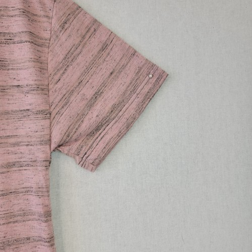 Socialite By Nordstrom Womens Light Mauve Striped SS Shirt Split Neck SZ XS NWT - Picture 5 of 8