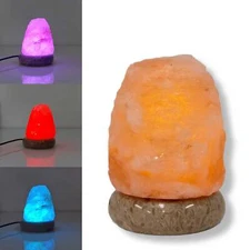 NNEDSZ USB Colour Changing Salt Himalayan Lamp - Natural Shape Pink Rock LED Lig