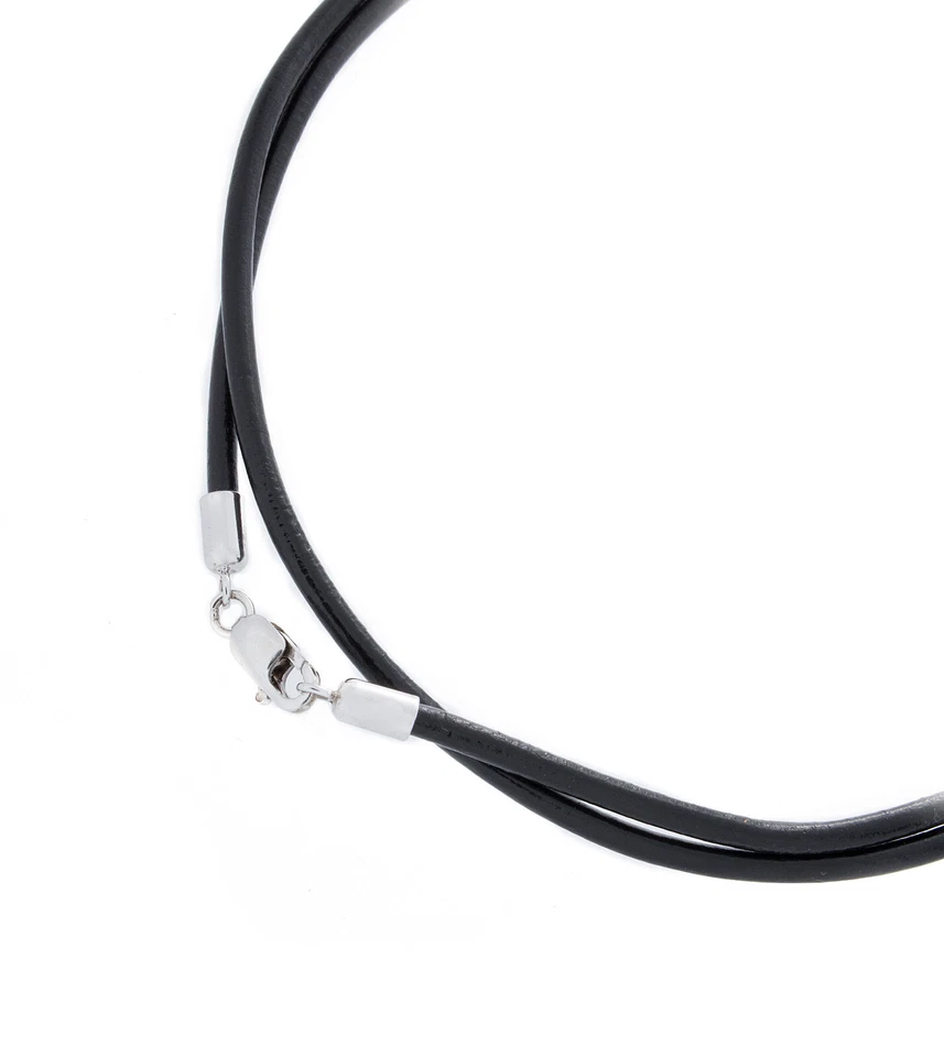 Collar de 4 piezas de cuero genuino de 2 mm con broche de langosta 925 SS 18" de largo Foto 3 de 3