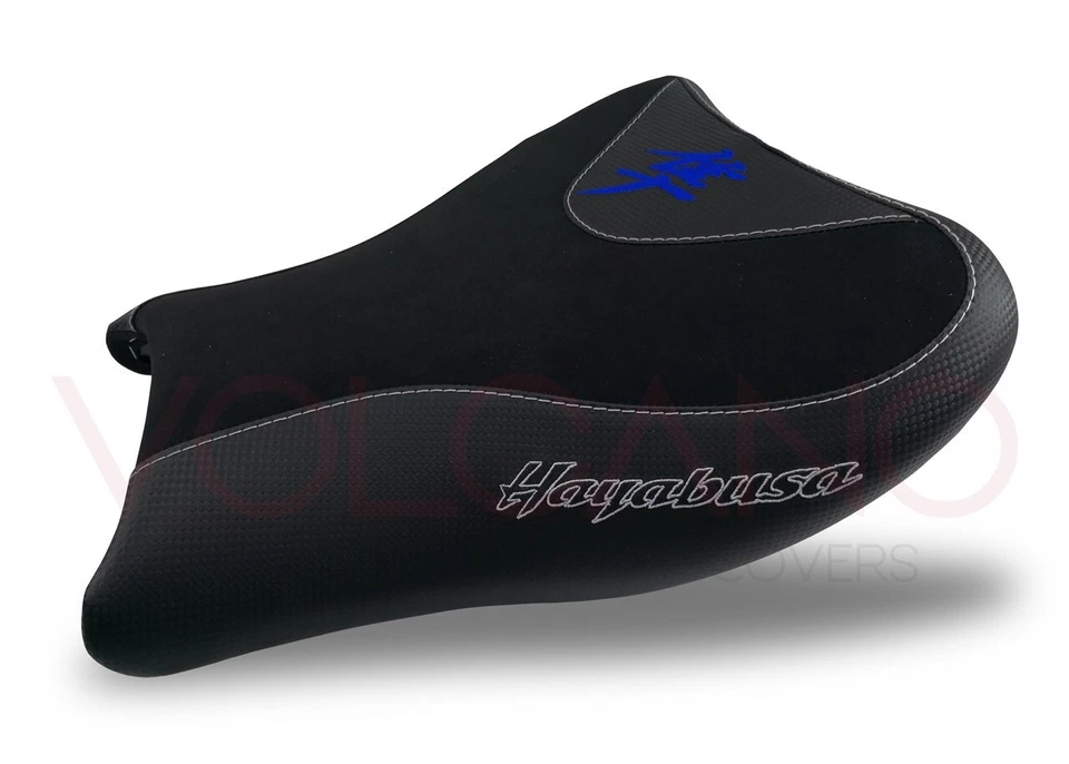 Fundas de asiento Hayabusa 2008-2018 2019 2020 Suzuki Volcano negro azul agarre de carbono Foto 2 de 4