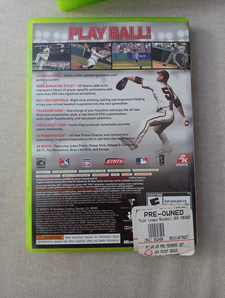 Major League Baseball 2K9  PS2 2K Xbox 360 CIB - Image 2 of 4