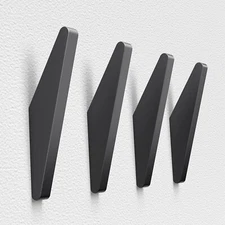 4Pack Metal Wall Hooks, Minimalist Coat Hooks Matte Black Simple Modern Easy ...