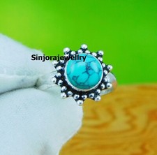 Turquoise Gemstone 925 sterling silver handmade Gift Ring US size 5 to 10