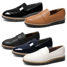 Womens Loafers Faux Leather Casual Shoes Daily Wear Work Slip On Office Loafers