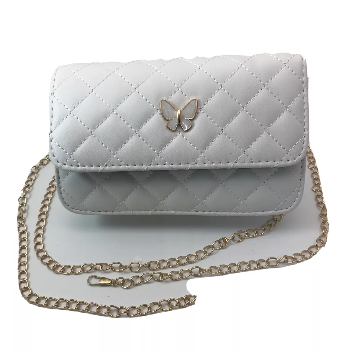 Autumn Winter Ladies Handbags Quilted Top-handle Bags Chain Solid Travel  Satchel White 