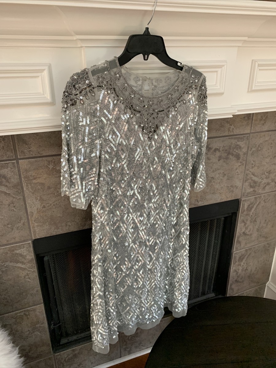 aidan mattox beaded trapeze dress Aidan Mattox Cap-Sleeve Pearly Beaded-Bodice Gown - Black