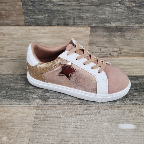 Mia Lil Jakee Girls Shoes Sz 11 M Athletic Rose Gold Glitter Lace-Up Sneakers