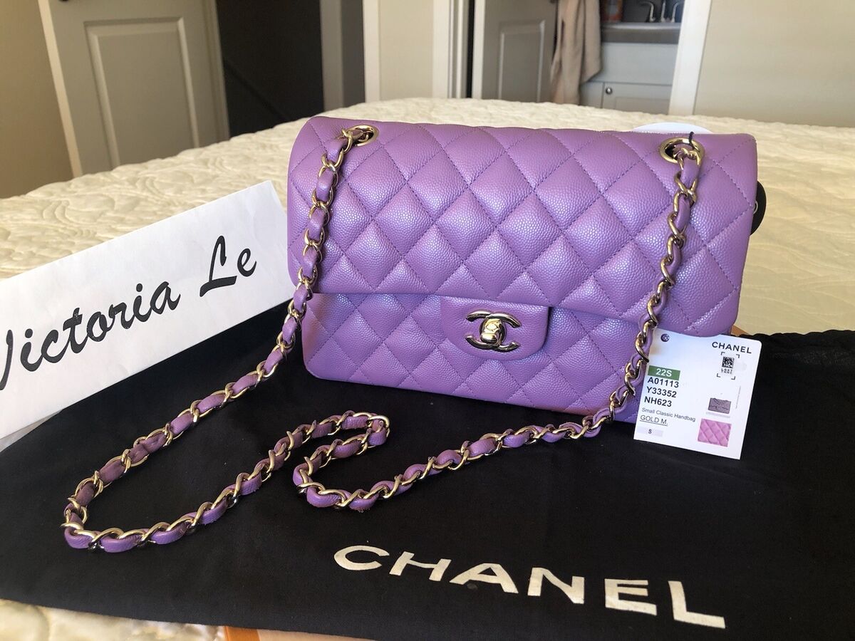 CHANEL 22S Purple Caviar GHW Quilted SMALL Double Flap | eBay CHANEL 22S Purple Caviar GHW Quilted SMALL Double Flap | eBay