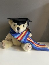 University Mascot Graduation Bear With 100% Wool Scarf, Movable Limbs Luke eyres
