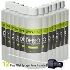 DMSO 8 oz. Bottle Non-diluted 99.995% Dimethyl Sulfoxide w/ Sprayer (12 pack)