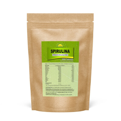 Spirulina Tabletten 2000 Stück 500mg 1kg, Nachfüllpack, Bonemis 
