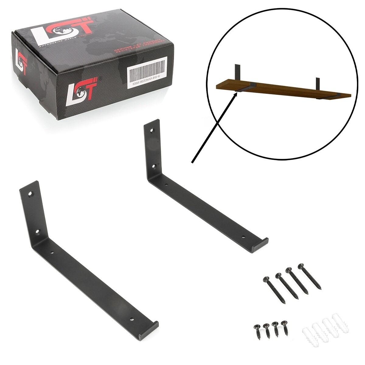 Shelf Holder Set Shelf Angle Metal Heavy Duty Bracket 300 mm Black