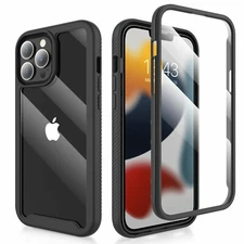 For iPhone 14 Pro Max 15 Plus 13 Shockproof Case Cover Built in Screen Protector