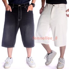 Summer Men Hip-Hop Rap Baggy Jeans Shorts Loose Denim Skateboard Pant Streetwear