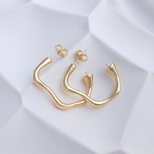 6pcs Semicircle Stud Earrings,C Shape Half Drilled Pearl Mounts Earring Settings - Picture 4 of 5