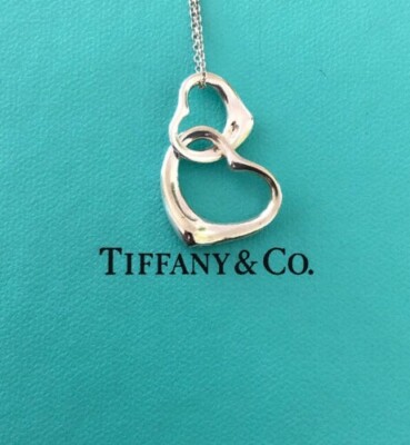 Tiffany Peretti S Silver Two Open Interlocking Hearts Pendant