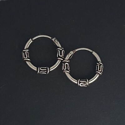 Bali Creolen Silber 925 Keltische Ohrringe 12 mm Gothic Creolen Damen Herren
