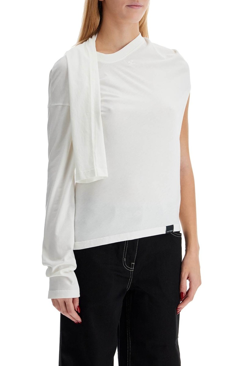 Tシャツ・カットソー COURReGES Woman T-Shirt White 424JTS154JS0175 0001 Asymmetric T-shirt COURREGES Woman Tg. S 424JTS154JS0175 1