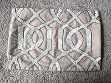 Pier 1 beaded pillow cover embroidered champagne abstract neutral beach lumbar