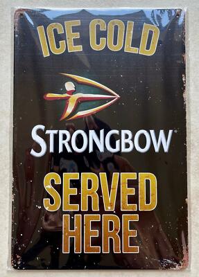 EISKALTE STARKE SCHLEIFE SERVIERT HIER METALL PLAKETTE SCHILD BAR MANN HÖHLE KNEIPE CAFE 20x30cm