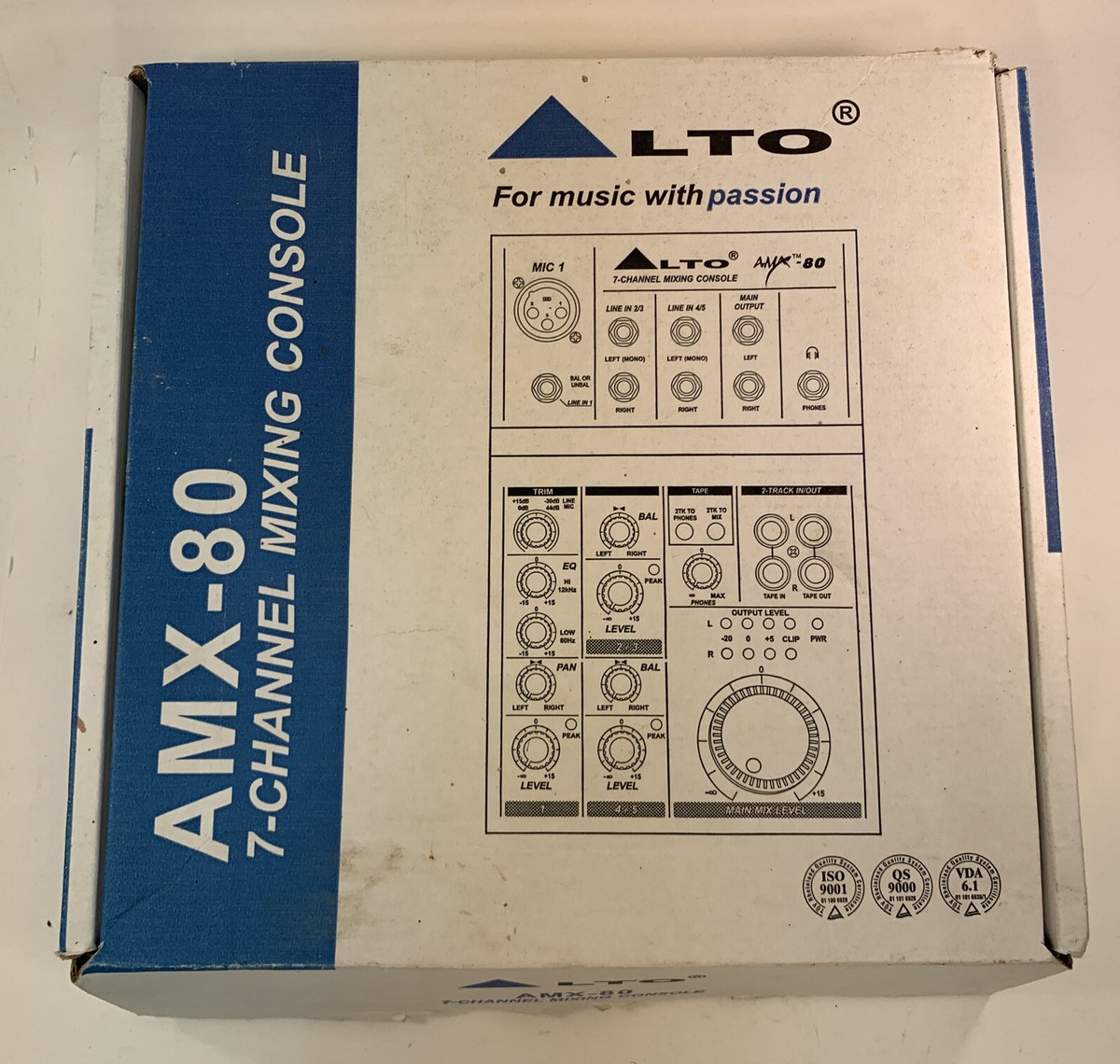 Alto AMX-80 7-Channel Mixing Console New In Box W/ Manual Missing