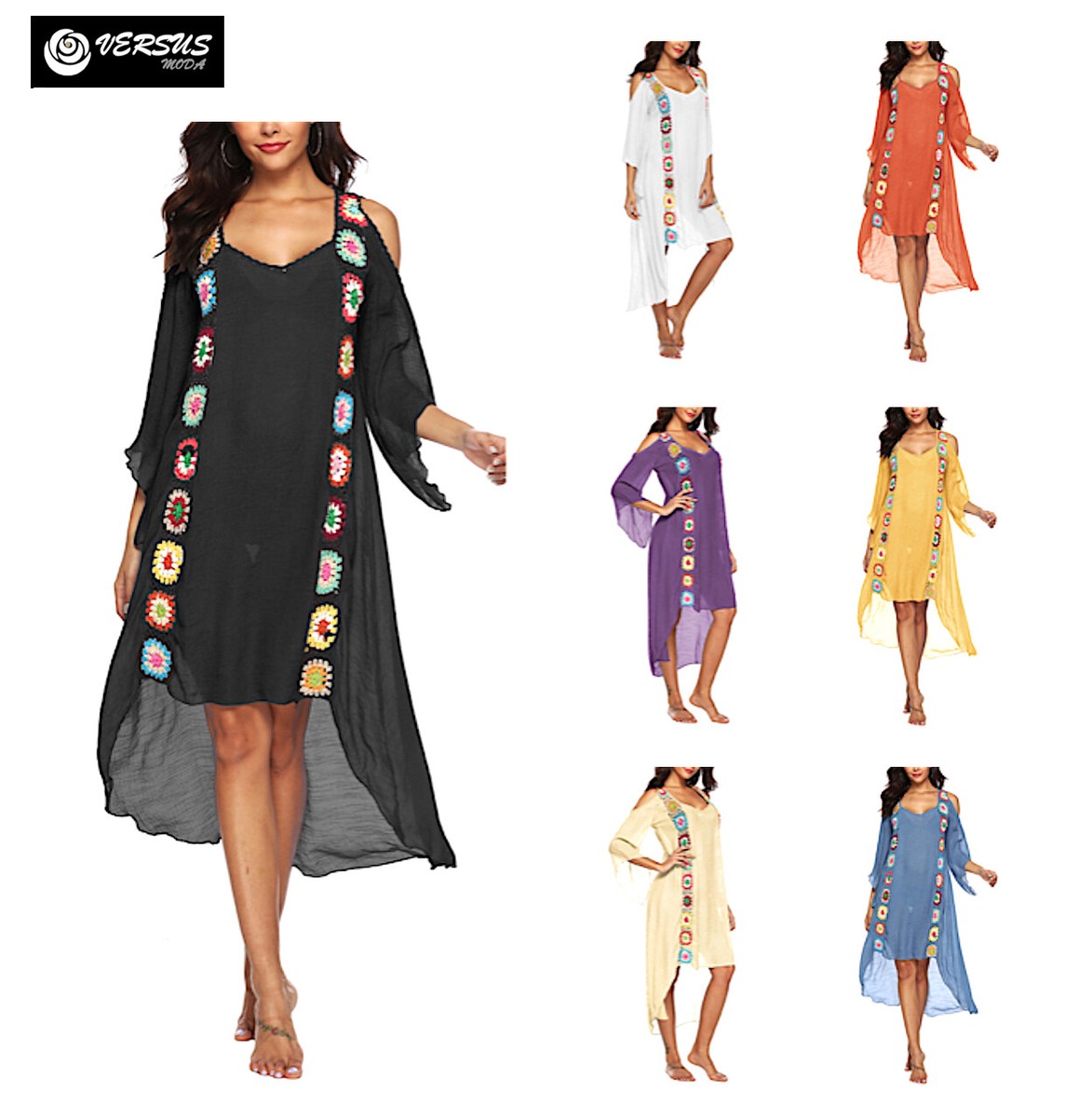 Caftano Copricostume Copricostume Hippie Vestito Copricostume