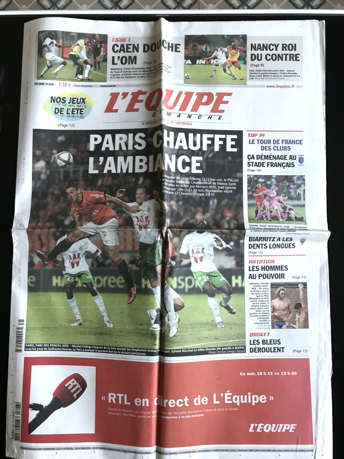 L'Equipe Journal 12/10/1977 Nice , Monaco , St Etienne , Marseille