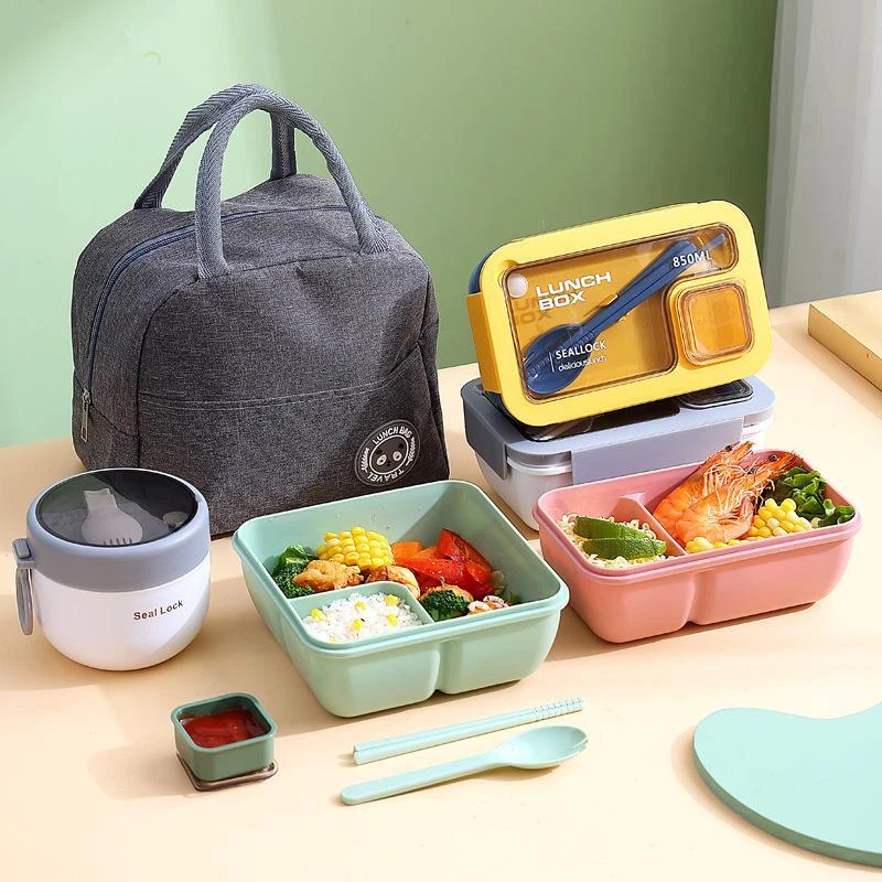 Bento Box Lunch Box, Portable Insulated Lunch Containers Set for