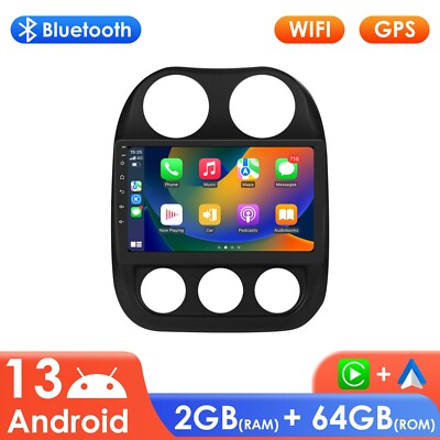 Wireless Carplay Android 13 Car Stereo Radio For Jeep Compass Patriot 2011-2017