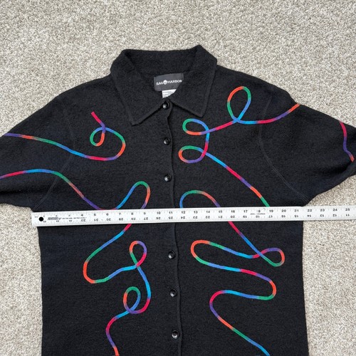 Cardigan Sag Harbor 100% lana cotta donna XL nero art made in Australia - Foto 10 di 12