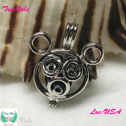 Meeska Mooska Mickey - Silver Plated - Locket Pearl Cage Pendant - Hold 6mm-8mm - Picture 3 of 4