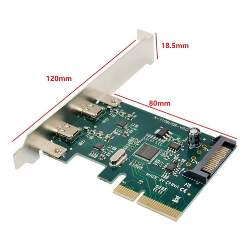 PCI-E 4x Express to USB 3.1 USB-C Type C Dual Port Add on Riser Expansion Card k - Photo 6/9