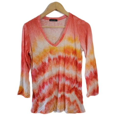 David Cline Buntstift Damen Top Gr. Small orange weiß Tye Die Retro lebendig Strand