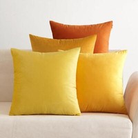 Emema Samt Kissenbezug 50X50 Cm Dekorative KissenhüLle 4Er Set Orange