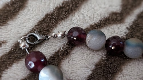 Red Chalcedony Rubies And Druzy Agates 22.5" Inch Necklace Natural Stones - Picture 4 of 5