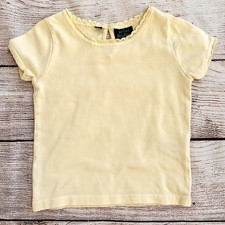 Mini Boden Light Yellow T-shirt w. Crochet Trim Girl s Sz 3 4 Years